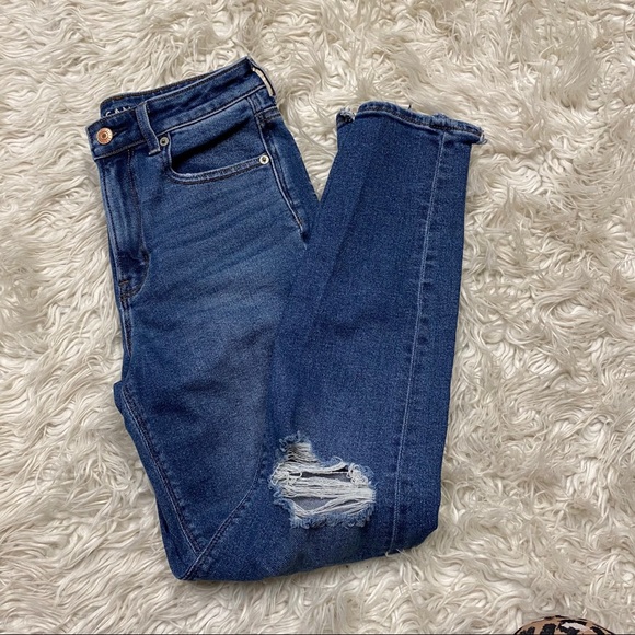 ❌SOLD❌American Eagle mom blue jeans 00 stretch - Picture 4 of 7